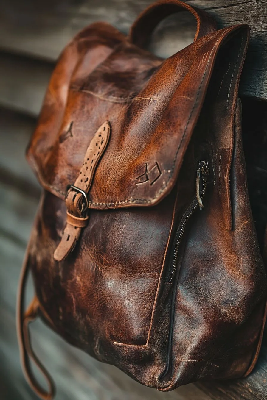 The Rover — Vintage Distressed Full-Grain Leather Backpack with Brogue-Tab Buckle Closure