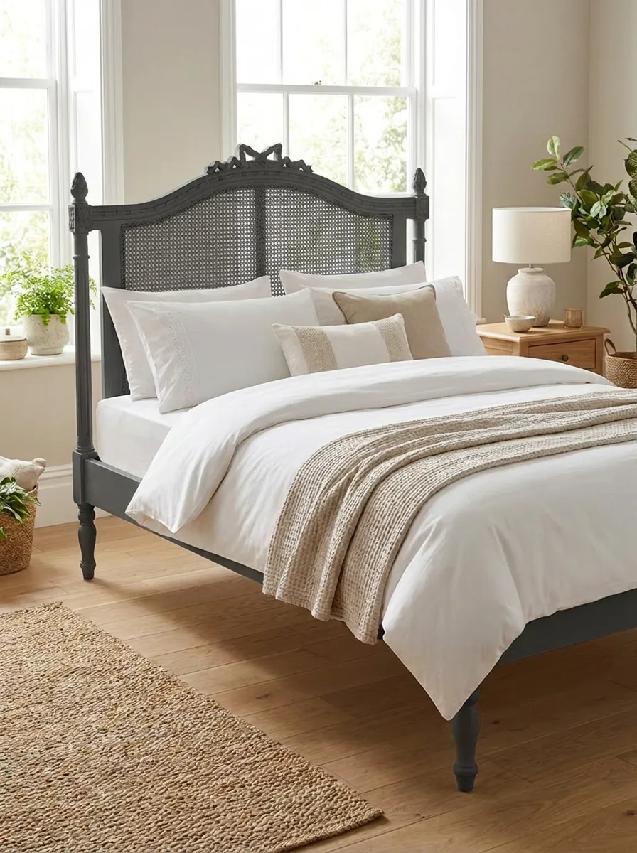 The Chambre Bed — French Provincial Carved Cane Headboard Bed Frame