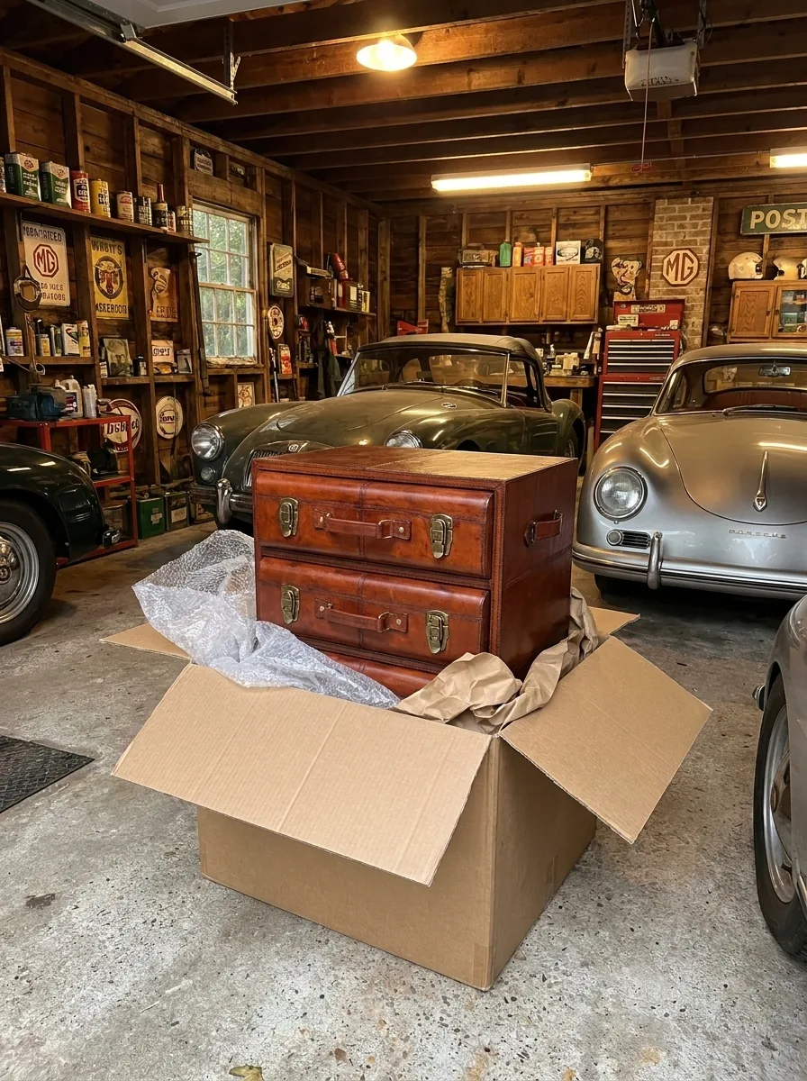 The Traveller's Chest — Tan Full-Grain Leather Suitcase Chest of Three Drawers, Brass Trunk Hardware, Jodhpur Craft